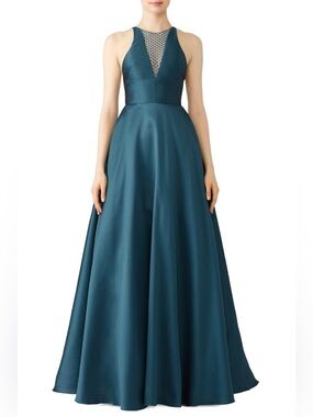 Teal A-Line Halter Evening Gown - Brand